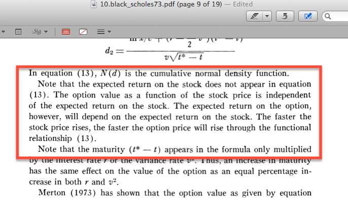 欧式股票期权的价值与股票的期望收益率无关?